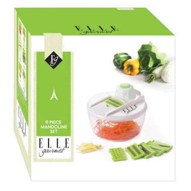 Elle Gourmet 9-Piece Mandoline Set with Storage Bowl