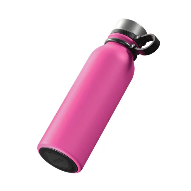 Outdoors Professional 20-Oz. Stainless Steel Double-Walled Vacuum-Insulated Travel Bottle with Leakproof Screw Cap (Pink)