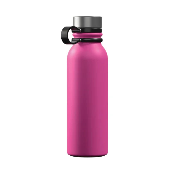 Outdoors Professional 20-Oz. Stainless Steel Double-Walled Vacuum-Insulated Travel Bottle with Leakproof Screw Cap (Pink)