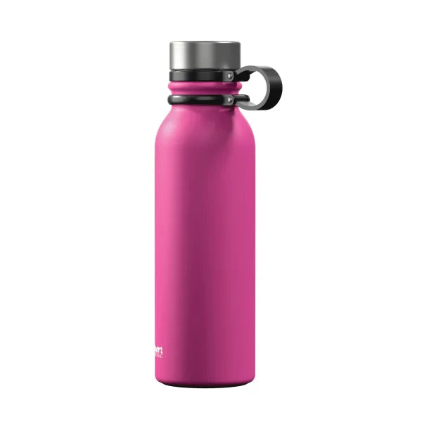 Outdoors Professional 20-Oz. Stainless Steel Double-Walled Vacuum-Insulated Travel Bottle with Leakproof Screw Cap (Pink)