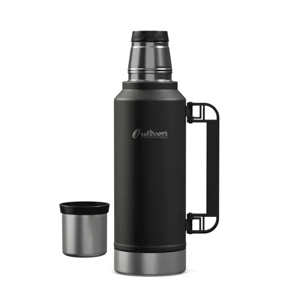 Outdoors Professional Stainless-Steel Termo Classic Vacuum Bottle with Carry Handle (33 Oz.; Black)