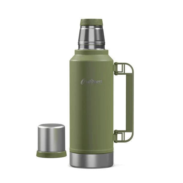 Outdoors Professional Stainless-Steel Termo Classic Vacuum Bottle with Carry Handle (33 Oz.; Green)