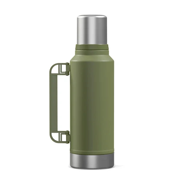 Outdoors Professional Stainless-Steel Termo Classic Vacuum Bottle with Carry Handle (33 Oz.; Green)