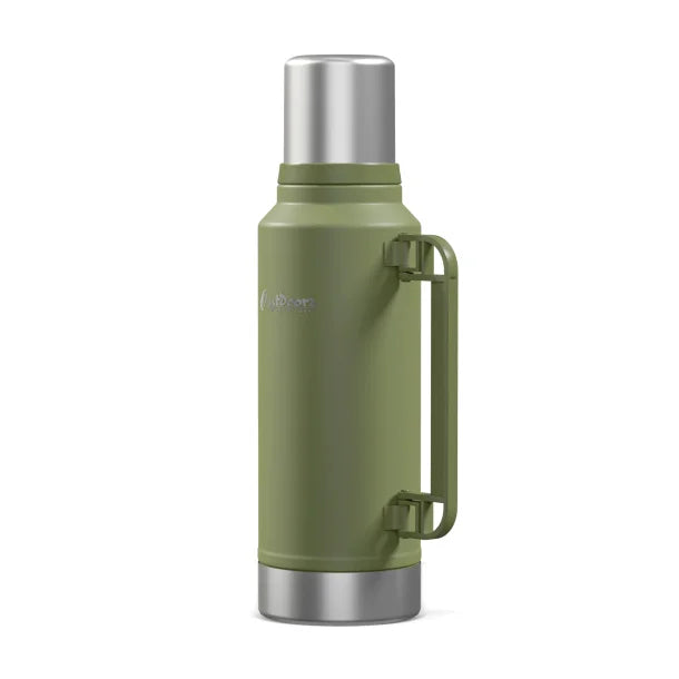 Outdoors Professional Stainless-Steel Termo Classic Vacuum Bottle with Carry Handle (33 Oz.; Green)