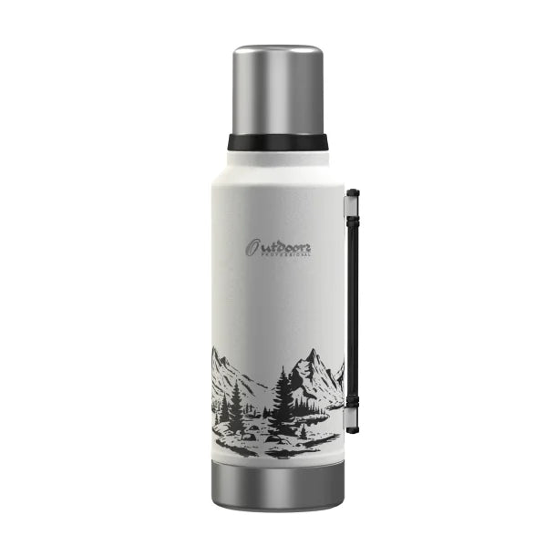 Outdoors Professional Stainless-Steel Termo Classic Vacuum Bottle with Carry Handle (33 Oz.; White Mountains)