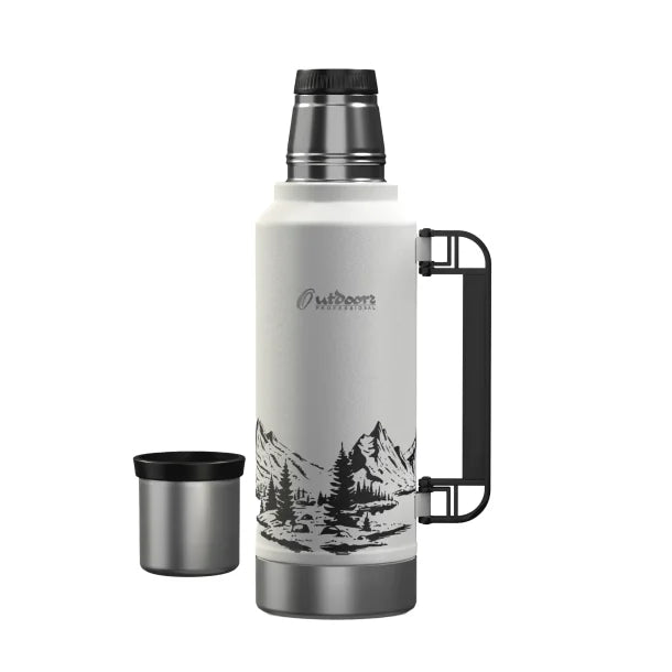 Outdoors Professional Stainless-Steel Termo Classic Vacuum Bottle with Carry Handle (33 Oz.; White Mountains)