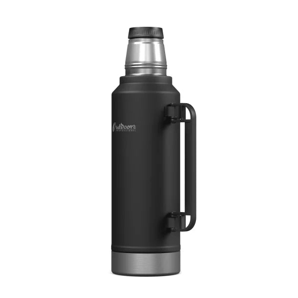 Outdoors Professional Stainless-Steel Termo Classic Vacuum Bottle with Carry Handle (47 Oz.; Black)