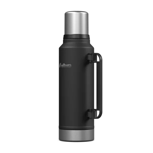 Outdoors Professional Stainless-Steel Termo Classic Vacuum Bottle with Carry Handle (47 Oz.; Black)