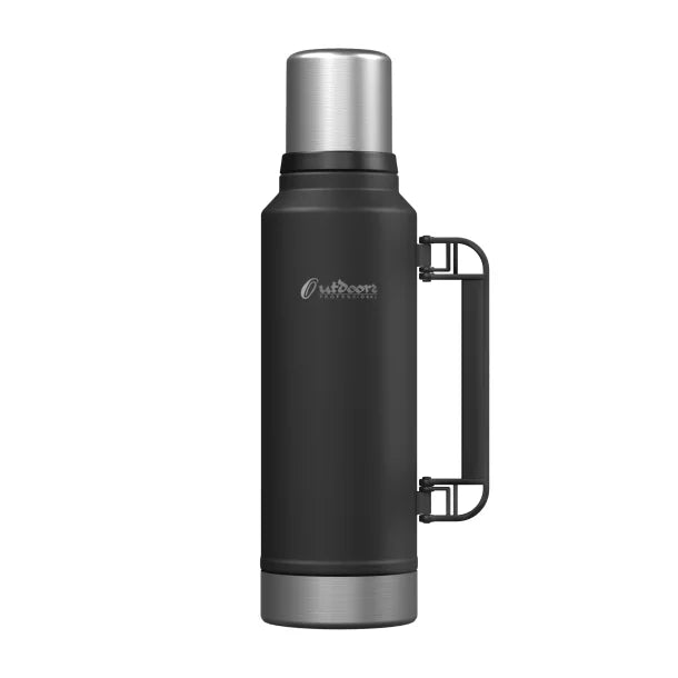 Outdoors Professional Stainless-Steel Termo Classic Vacuum Bottle with Carry Handle (47 Oz.; Black)