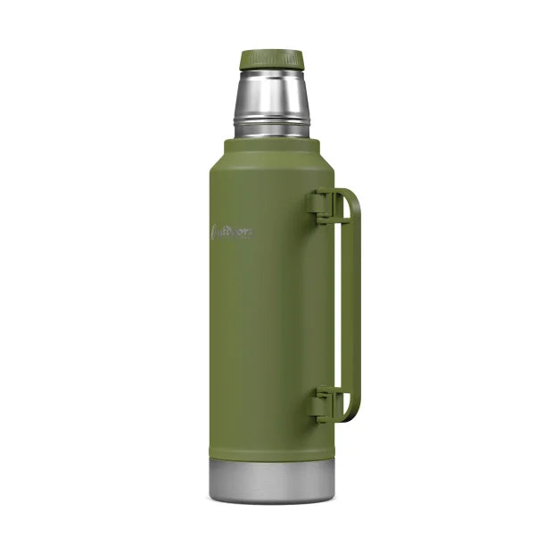 Outdoors Professional Stainless-Steel Termo Classic Vacuum Bottle with Carry Handle (47 Oz.; Green)