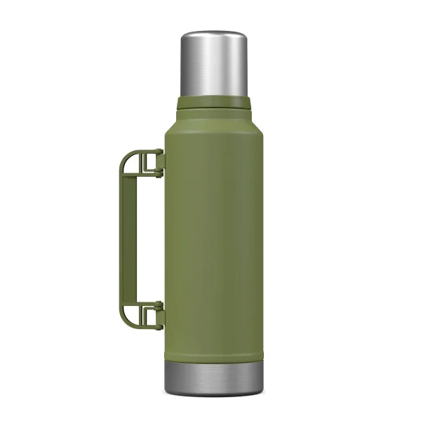 Outdoors Professional Stainless-Steel Termo Classic Vacuum Bottle with Carry Handle (47 Oz.; Green)