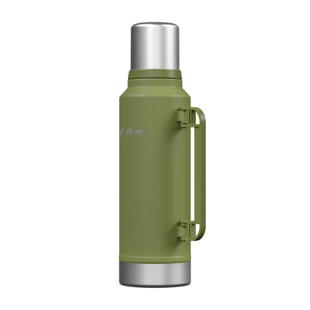 Outdoors Professional Stainless-Steel Termo Classic Vacuum Bottle with Carry Handle (47 Oz.; Green)