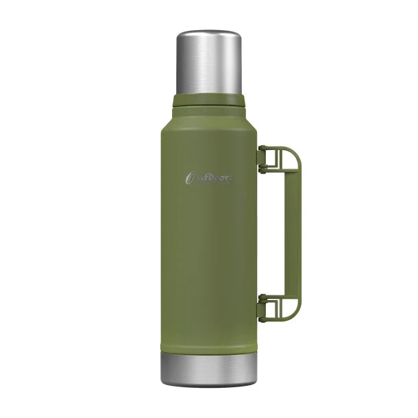 Outdoors Professional Stainless-Steel Termo Classic Vacuum Bottle with Carry Handle (47 Oz.; Green)