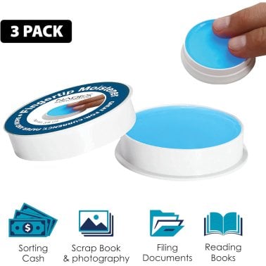 Nadex Coins™ Non-Slip Cash-Counting Fingertip Moistener Pads, Blue (3 Pack)