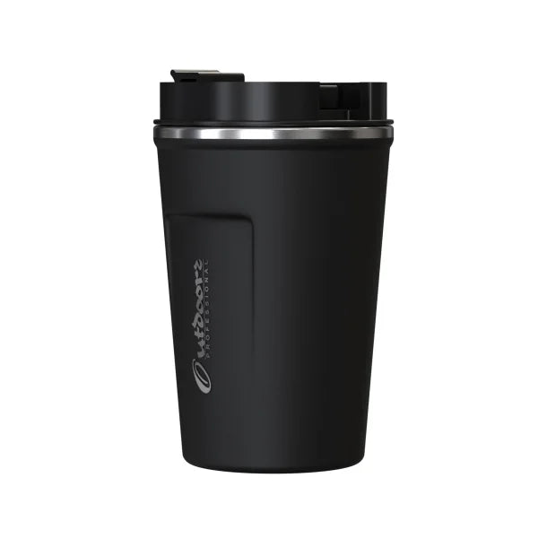 Outdoors Professional Stainless Steel Double-Walled Vacuum-Insulated Coffee Cup with Spillproof Lid (12.8 Oz.; Black)