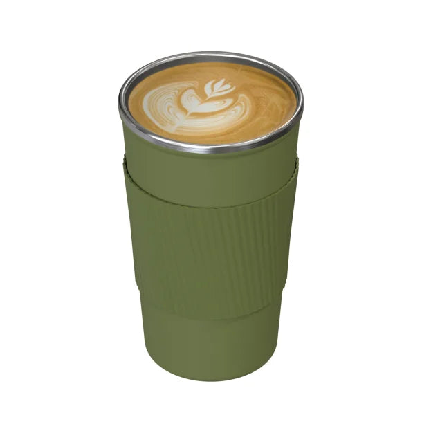 Outdoors Professional Stainless Steel Double-Walled Vacuum-Insulated Coffee Cup with Spillproof Lid (17.2 Oz.; Olive Green)