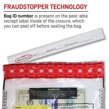 Nadex Coins™ Tamper-Evident 9-In. x 12-In. Clear FRAUDSTOPPER® Bank Deposit Bags (50 Pack)