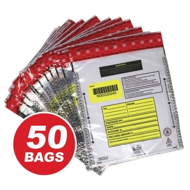 Nadex Coins™ Tamper-Evident 9-In. x 12-In. Clear FRAUDSTOPPER® Bank Deposit Bags (50 Pack)