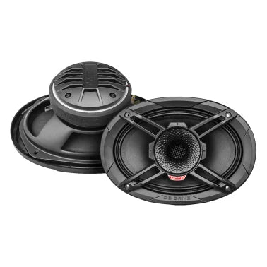 DB Drive™ WDX® MOTO Series WDX69MOTO-CD 6-In. x 9-In. 650-Watt-Max-Power 2-Way Full-Range Speakers with Backloaded Compression Driver, Black, 2 Count