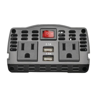 Tripp Lite® by Eaton® PowerVerter® 375-Watt-Continuous Ultracompact Car Inverter with Optional Battery Cables, 2 AC Outlets and 2 USB-A Ports, PV375USB