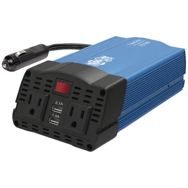 Tripp Lite® by Eaton® PowerVerter® 375-Watt-Continuous Ultracompact Car Inverter with Optional Battery Cables, 2 AC Outlets and 2 USB-A Ports, PV375USB