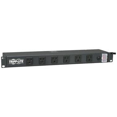 Tripp Lite® by Eaton® 1U Rack-Mount Transformer-Friendly 120-Volt 15-Amp Power Strip, 12 Outlets, 15-Ft. Cord, RS-1215-RA