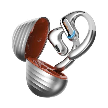 OpenRock® Pro Open-Ear Bluetooth® Air-Conduction Sport Earbuds with Microphone and Charging Case, A-BB01 (Silver)