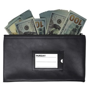 Nadex Coins™ Vinyl 7-Day Pack of Zippered Bank Deposit Cash and Coin Bags with Card Window (Black)