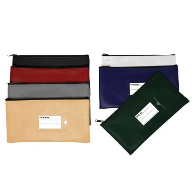 Nadex Coins™ Vinyl 7-Day Pack of Zippered Bank Deposit Cash and Coin Bags with Card Window (Multi-Color)