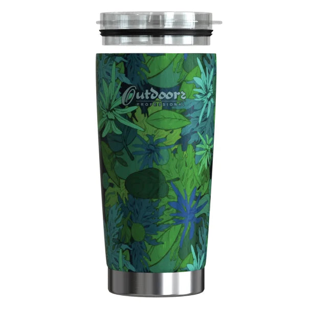 Outdoors Professional 20-Oz. Stainless Steel Double-Walled Vacuum-Insulated Classic Tumbler with Sealed Silicone Lid (Tropical Green)