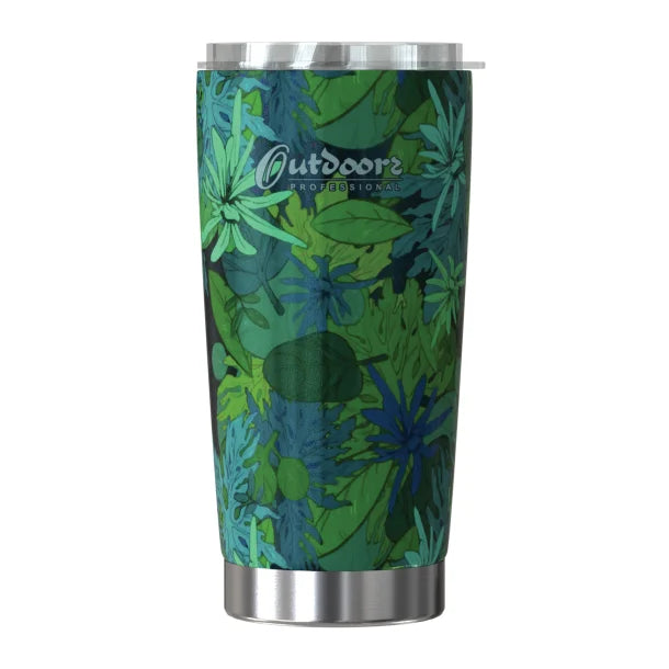 Outdoors Professional 20-Oz. Stainless Steel Double-Walled Vacuum-Insulated Classic Tumbler with Sealed Silicone Lid (Tropical Green)