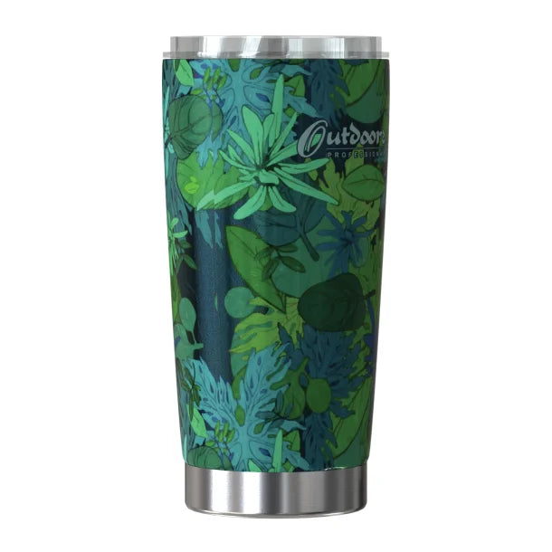 Outdoors Professional 20-Oz. Stainless Steel Double-Walled Vacuum-Insulated Classic Tumbler with Sealed Silicone Lid (Tropical Green)