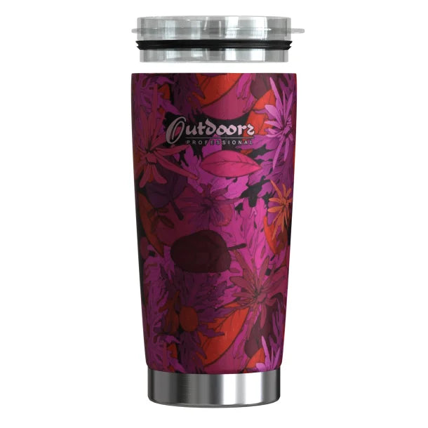 Outdoors Professional 20-Oz. Stainless Steel Double-Walled Vacuum-Insulated Classic Tumbler with Sealed Silicone Lid (Tropical Purple)