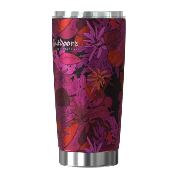 Outdoors Professional 20-Oz. Stainless Steel Double-Walled Vacuum-Insulated Classic Tumbler with Sealed Silicone Lid (Tropical Purple)