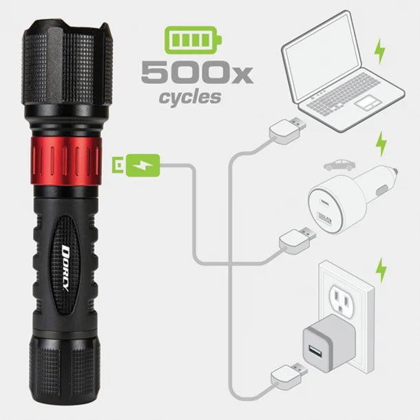 Dorcy® 1,000-Lumen USB Rechargeable Flashlight with Power Bank