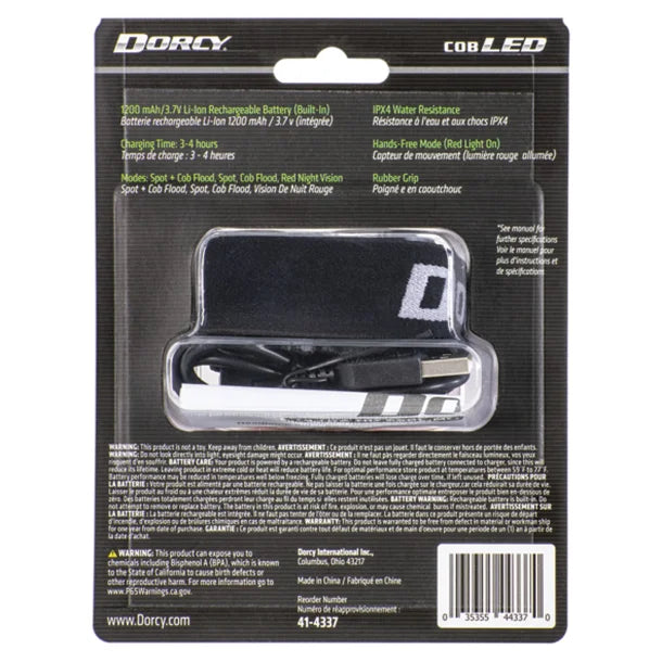 Dorcy® Ultra HD 650-Lumen LED Rechargeable Headlamp with Motion Sensor