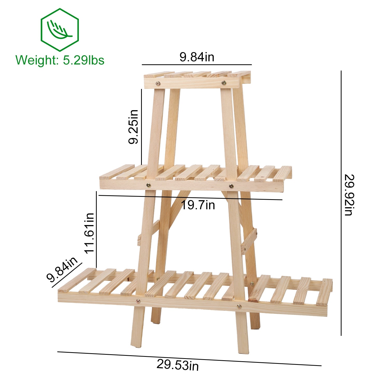 Wooden Plant Stand 3-Tier Potted Flower Shelf Multi-tier Flower Pot Rack Holder Triangle Ladder Plant Vase Display Rack 82lbs Max Load for Indoor Pati 