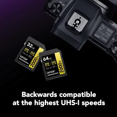 Lexar® Professional 2000x SDHC™/SDXC™ UHS-II Card (64 GB)