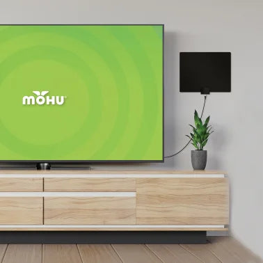 Mohu Leaf Plus Paper-Thin Indoor TV Antenna, Amplified, UHF VHF, 60-Mile Range, Multi-Directional, 4K 8K UHD, NEXTGEN TV - with 12-Ft. Cable