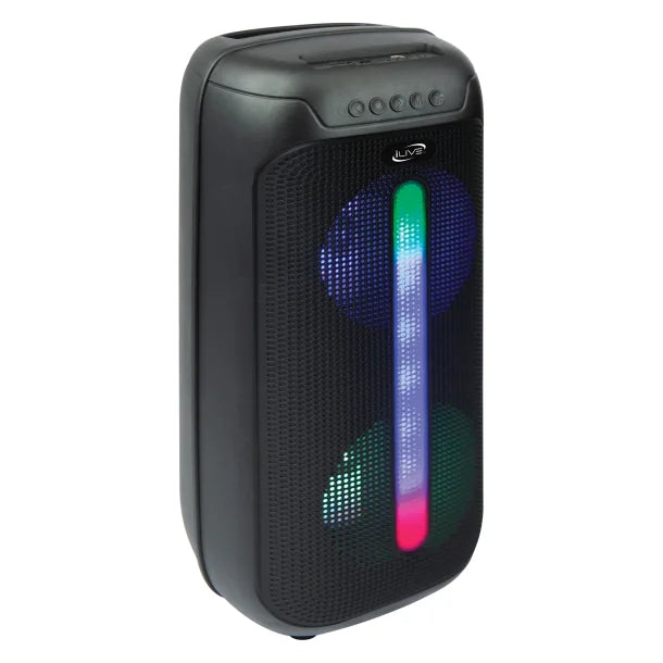 iLive Jam Time Portable Bluetooth® Speaker System with LED Lights, Microphone, and Speakerphone, True Wireless, Black, ISB293B