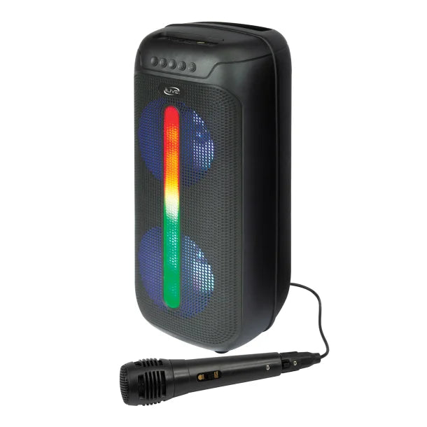 iLive Jam Time Portable Bluetooth® Speaker System with LED Lights, Microphone, and Speakerphone, True Wireless, Black, ISB293B