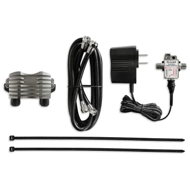 Antennas Direct ClearStream JUICE Low-Noise UHF/VHF Indoor Outdoor TV Antenna Preamplifier with Two 3-Ft. Cables, Power Inserter, 12V DC Power Supply