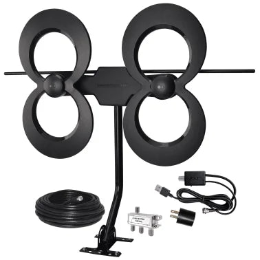 Antennas Direct ClearStream 4MAX® HDTV Complete Indoor/Outdoor Multi-Directional TV Antenna with 70+ Mile Range, Cable, Mast, Amplifier, and Splitter