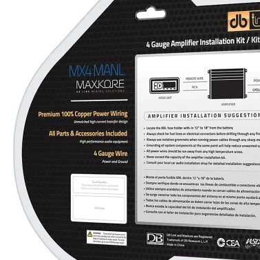 DB Link® Maxkore® MX Series 100%-Copper 4-Gauge Mini-ANL Amp Installation Kit