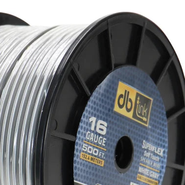 DB Link® Superflex Series 16-Gauge 500-Ft. Speaker Wire, White/Gray