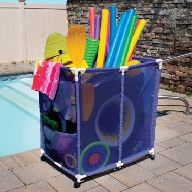 Pool Bins Pool Storage Mesh Rolling Organizer, Large, Blue