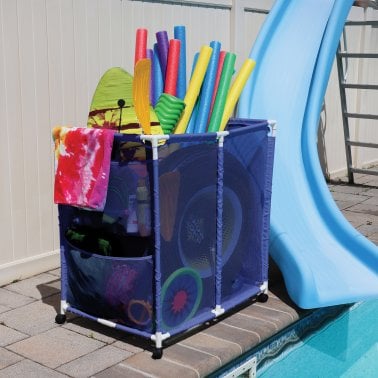 Pool Bins Pool Storage Mesh Rolling Organizer, Large, Blue