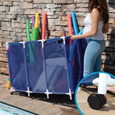 Pool Bins Pool Storage Mesh Rolling Organizer, Extra Large, Blue