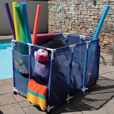 Pool Bins Pool Storage Mesh Rolling Organizer, Extra Large, Blue