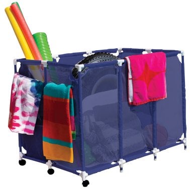 Pool Bins Pool Storage Mesh Rolling Organizer, Extra Large, Blue